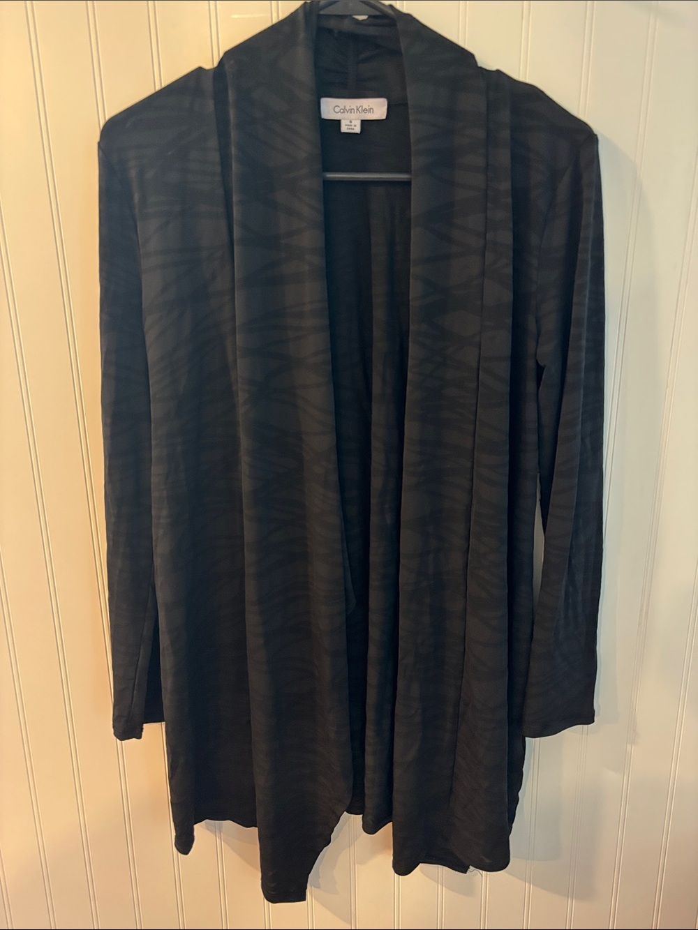 Calvin Klein Black Draped Open-Front Cardigan